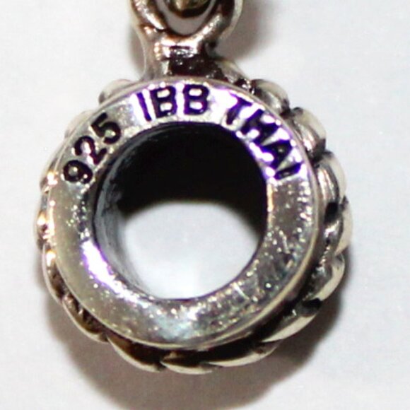 Sterling Silver Bead Heart Dangle Charm - Picture 3 of 4